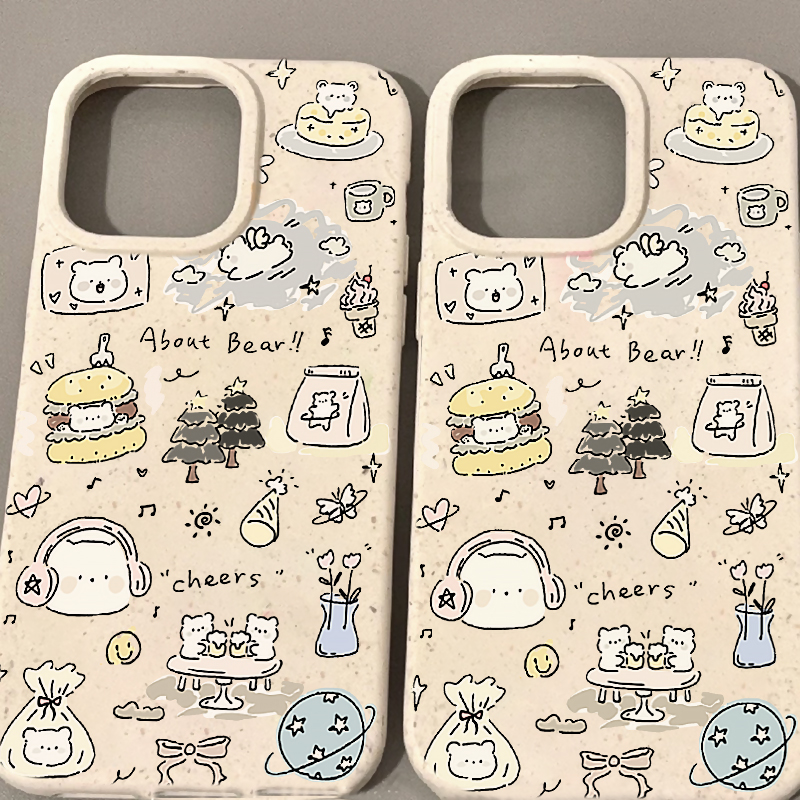 耳机小狗适用苹果15promax手机壳iphone14pro新款13可爱卡通12小众11保护套max全包亲肤防摔x硅胶xr软壳xsmax