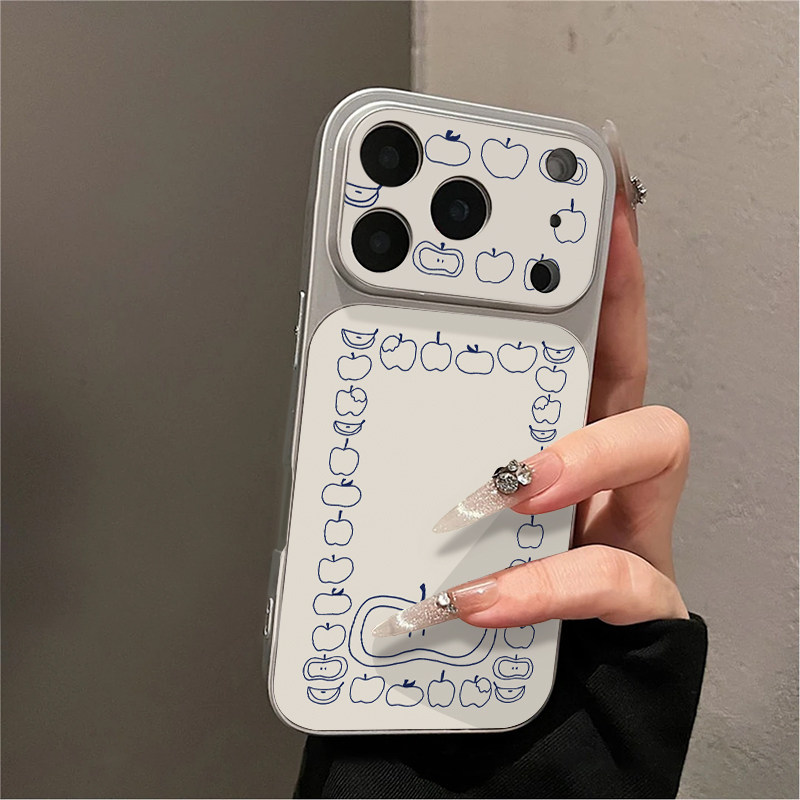 手绘蓝线条适用苹果16promax手机壳iPhone15新款13华为mate80荣耀p70电镀壳opporeno15小米17pro卡通12红米14