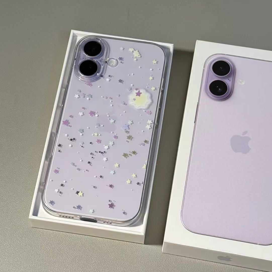 满屏简约星星适用苹果16pro手机壳iPhone15pro新款17华为mate60荣耀200防摔12小米14卡通vivo全包oppo软壳k80