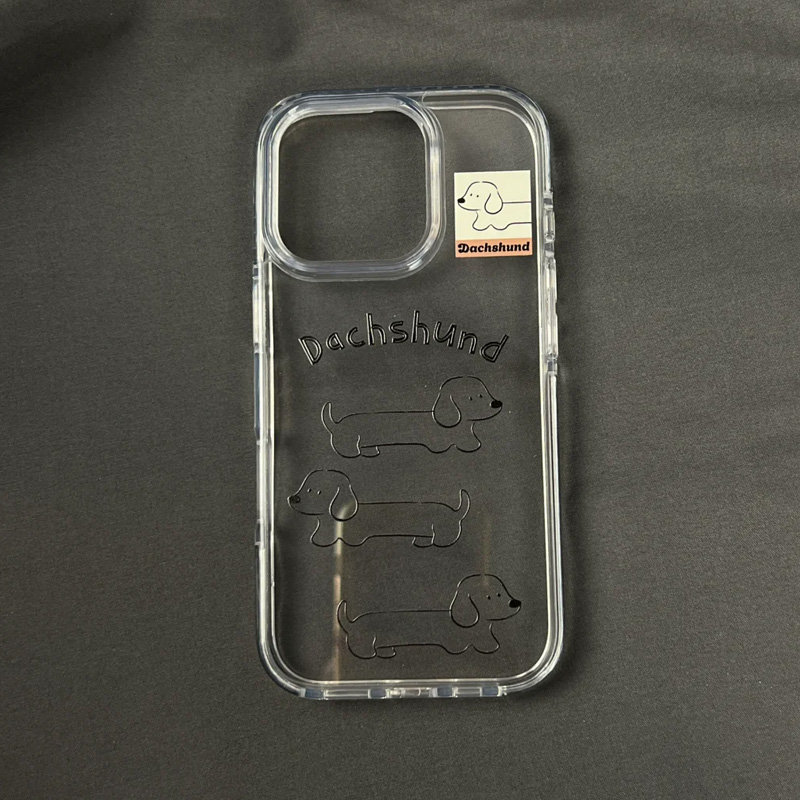 黑色腊肠狗适用苹果16pro手机壳iPhone15promax新款13华为mate60荣耀200防摔12小米14透明vivo全包oppo软k70