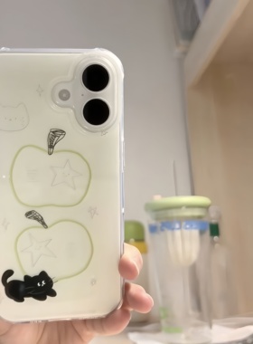 线条青苹果小猫适用苹果17手机壳iPhone15promax新款p70华为mate60p荣耀300高级vivos20创意oppo小米14红米13