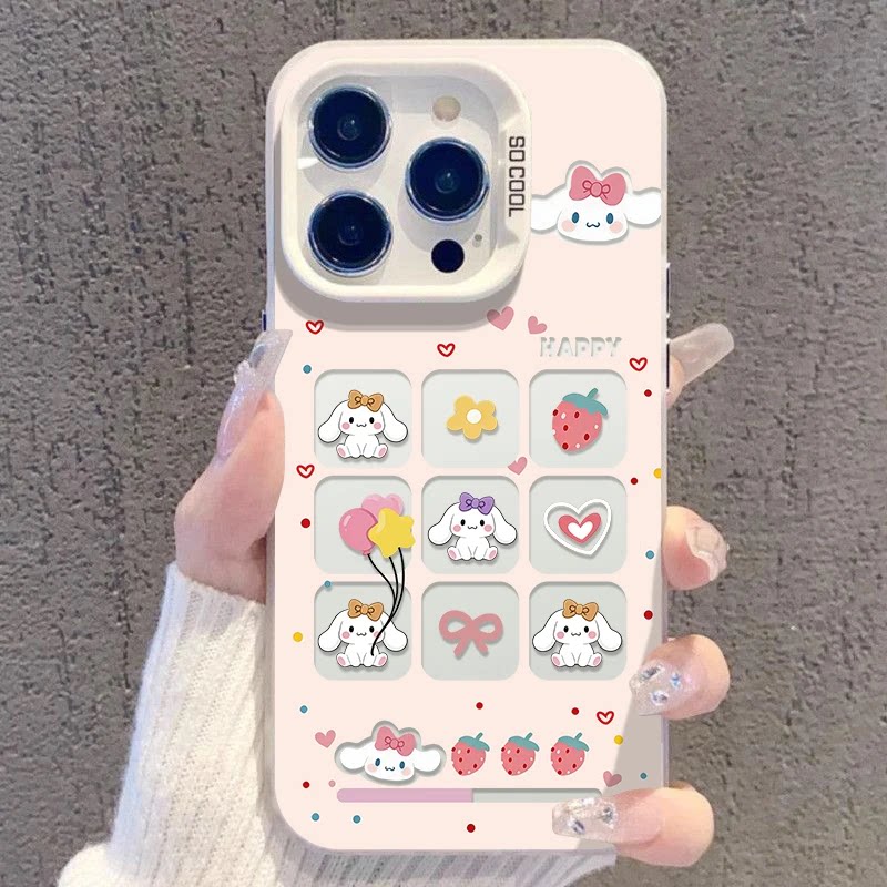 九宫格玉桂兔适用苹果17promax手机壳iPhone16新款15华为p70荣耀400磨砂彩银壳vivox200个性oppo小米14红米13
