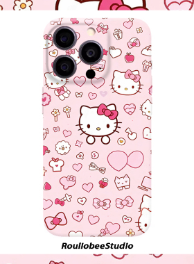 粉色爱心kt猫适用iphone16promax手机壳13苹果17菲林华为mate70卡通vivox200防摔小米oppo硬壳红米k80荣耀300