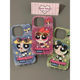 飞天小女警适用苹果15promax手机壳iphone14pro新款 16promax可爱卡通13小众12保护套防摔11闪粉xr硬壳xsmax女