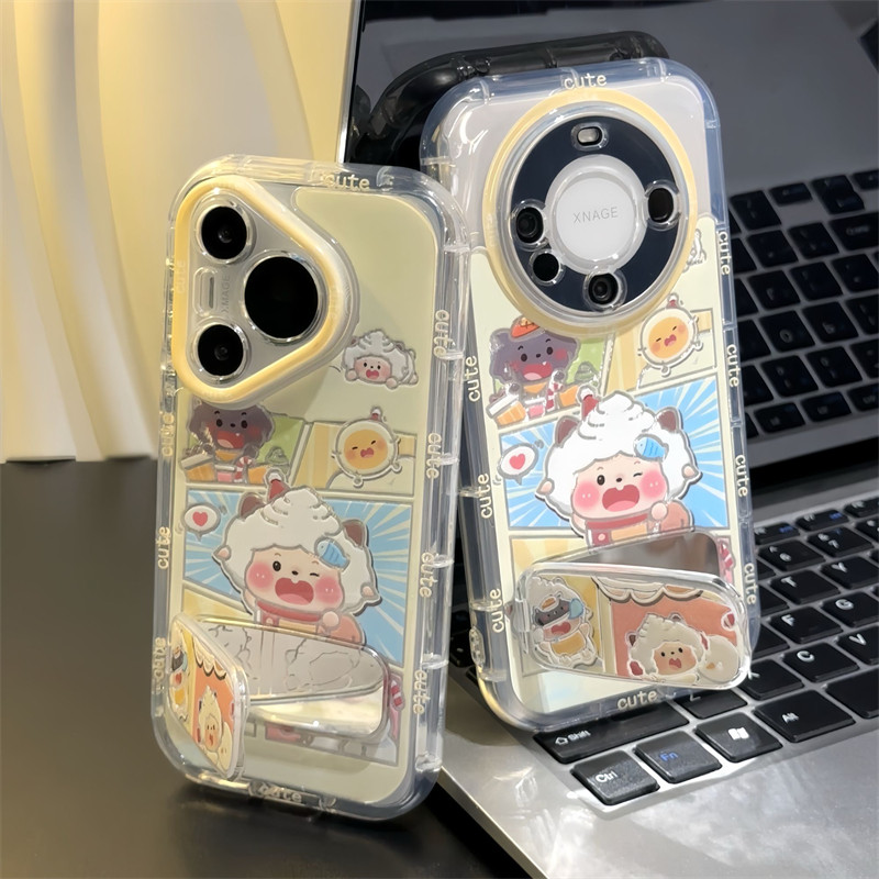 懒羊羊适用苹果16手机壳iPhone15promax新款p70华为mate60荣耀200镜面支架vivos20圆边oppo小米14红米k80卡通