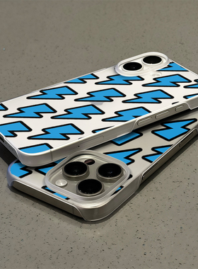 蓝色闪电适用苹果16手机壳iPhone15promax新款13华为mate70荣耀300个性vivoiqooz9x半包oppo小米15红米12超薄