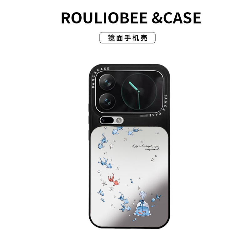 创意小鱼群适用苹果16promax手机壳iPhone15新款17华为mate70荣耀vivox200潮牌oppo小米17镜面壳13红米note14