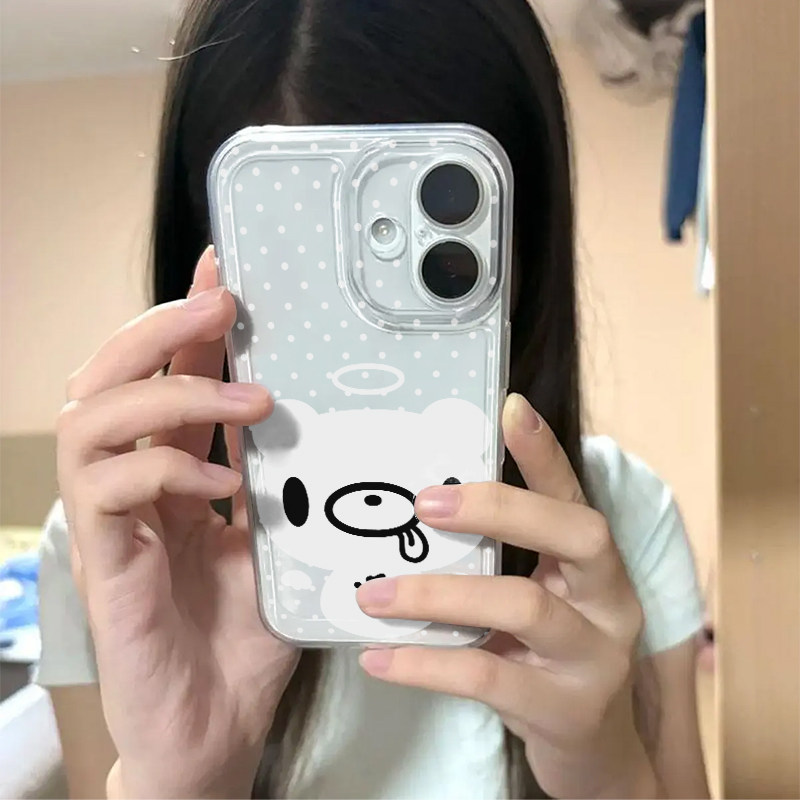 波点天使小熊适用苹果17手机壳iPhone15promax新款16华为p70荣耀300防摔13小米14透明vivo全包oppo软壳findx8