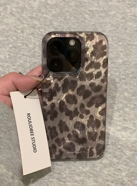 豹纹灰棕色适用苹果16pro手机壳iPhone15promax新款17华为mate60pro荣耀vivo时尚oppo小米14红米note13漩涡壳