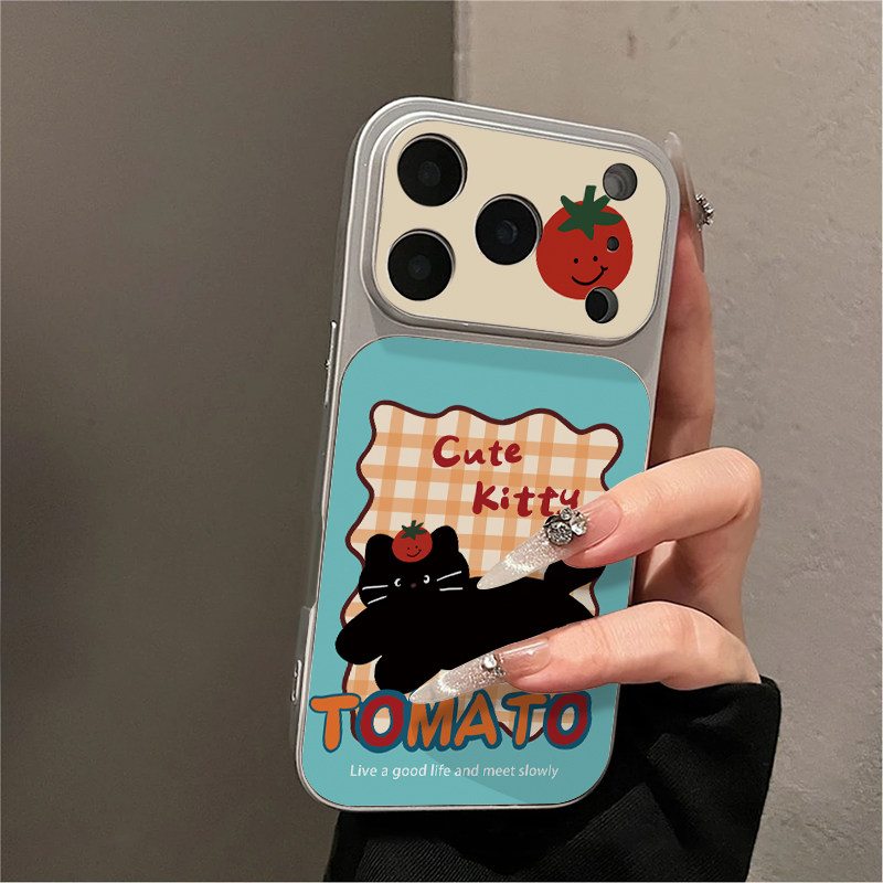 番茄cat适用苹果16promax手机壳iPhone15新款13华为mate80荣耀p70电镀秒变壳opporeno15小米17pro卡通红米14