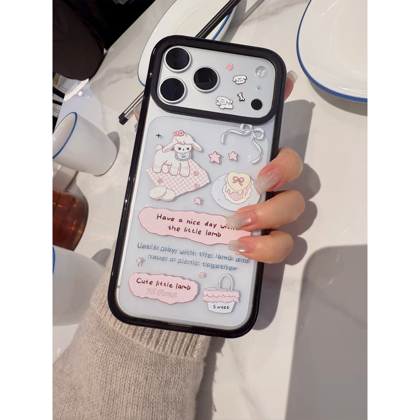 英文蛋糕小羊适用iphone17promax手机壳苹果15pro新款16promax可爱13pro日韩12保护套11防摔14pro软边亚克力,3C数码配件,手机保护套/壳,淘宝优惠券,粉丝福利购,淘宝优惠卷