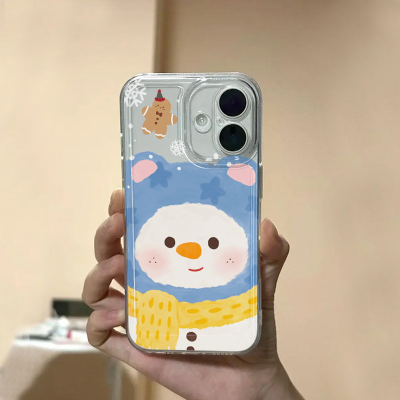 帽子围巾雪人适用苹果17手机壳iPhone15promax新款16华为p70荣耀300防摔13小米14透明vivo全包oppo软壳findx8