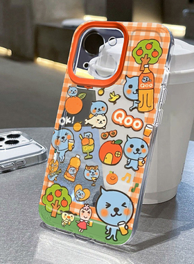 橙汁酷儿适用苹果13手机壳iPhone15promax新款16pro华为mate60荣耀90防摔17小米14透明vivo12全包oppo软壳k80