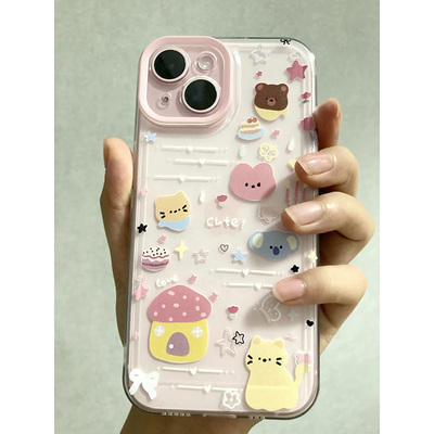 卡通可爱猫咪手机壳全包超薄透明