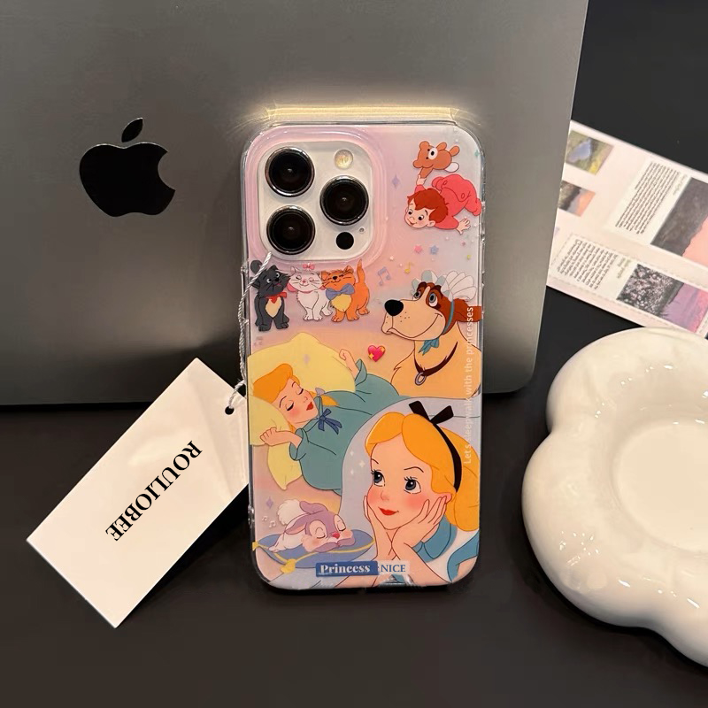 爱丽丝公主适用iphone14promax苹果13手机壳12网红彩钻贴纸11女款xs新款14plus卡通13pro防摔保护套xr软壳潮