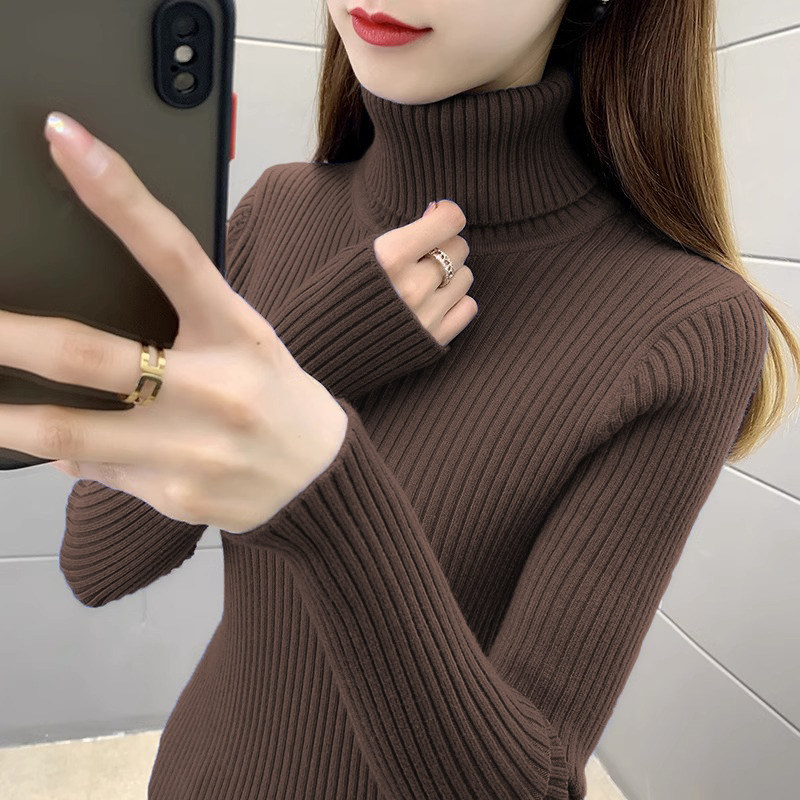 韩国高领针织毛衣女2025春秋新款时尚百搭外穿长袖内搭打底衫上衣