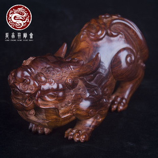 【湘工华艺】海南黄花梨大貔貅摆件老料大师亲作家居吉祥木雕收藏