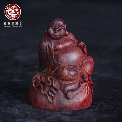 印度小叶紫檀老料清刀弥勒佛把件
