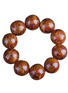 海南黄花梨鬼脸纹男士佛珠手串