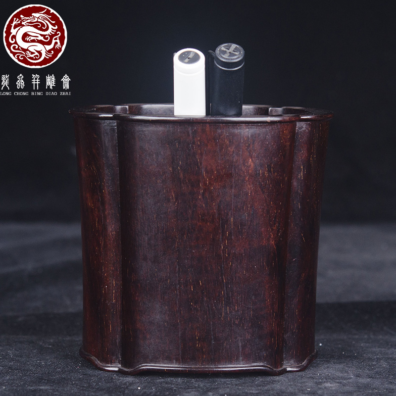 满金星印度小叶紫檀老料笔筒