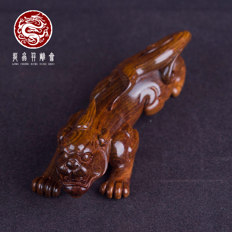 海南黄花梨紫油梨貔貅摆件高油性男士随身木质文玩盘玩螭龙小摆件
