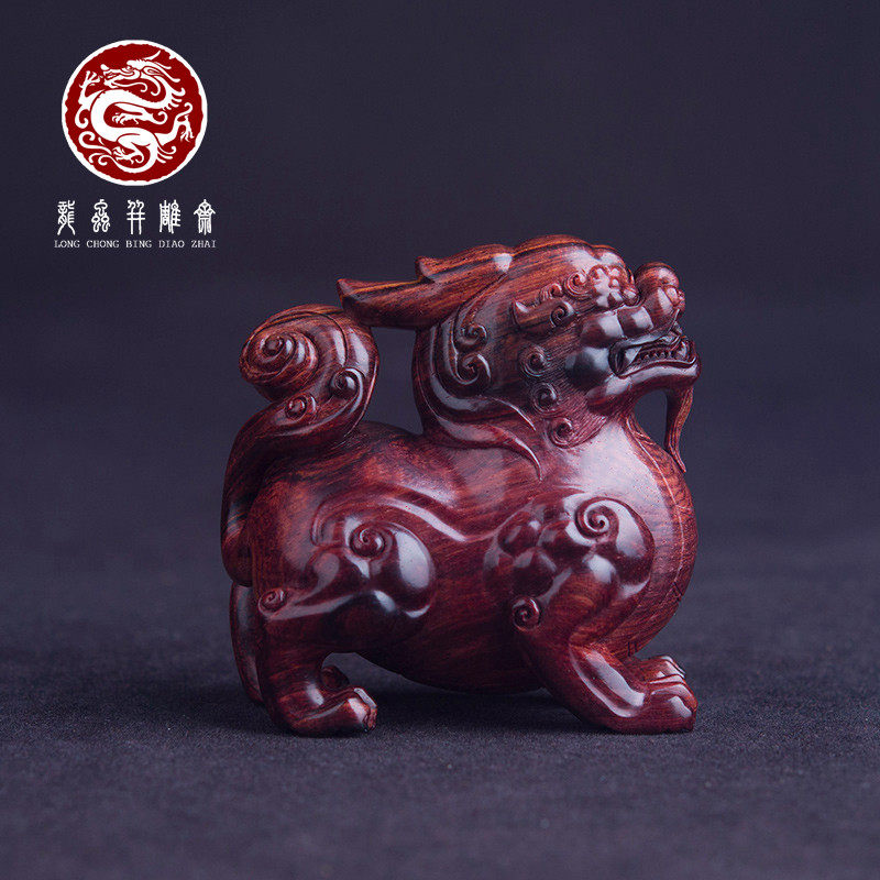 【湘工华艺】海南黄花梨紫油梨貔貅手把件男女随身盘玩把件小摆件