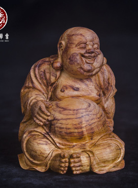 海南黄花梨老料弥勒佛手把件孤品