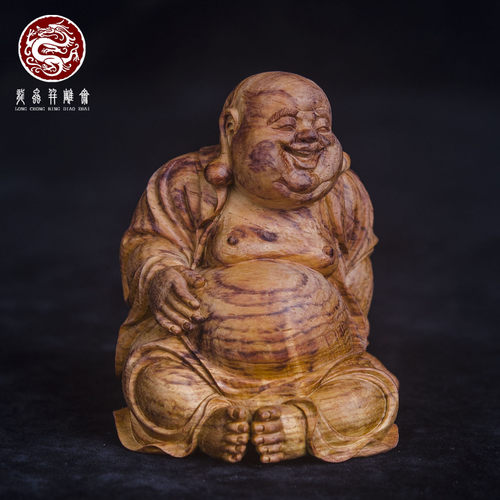 海南黄花梨老料弥勒佛手把件孤品