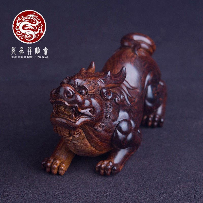 【华艺】海南黄花梨大貔貅摆件老料湘工大师雕刻盘玩把件收藏送礼