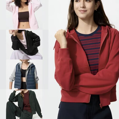 女装运动拉链连帽外套/长袖2026春夏新款休闲短款上衣卫衣484236