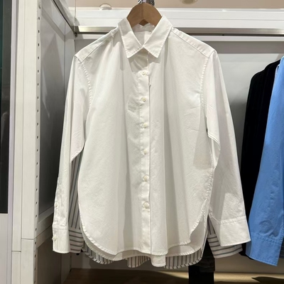 2026春季新款女装休闲条纹单排扣长袖衬衫衬衣通勤外套上衣482828