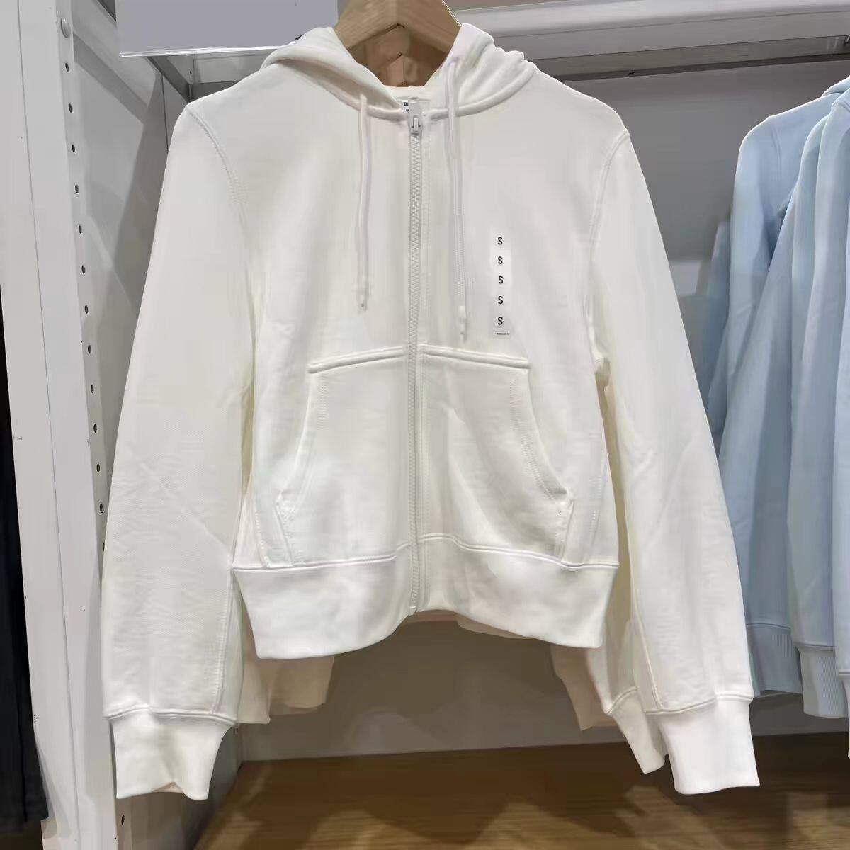 484236新品女装纯棉质休闲百搭短款运动拉链连帽外套长袖卫衣上衣