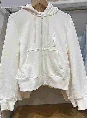 484236新品女装纯棉质休闲百搭短款运动拉链连帽外套长袖卫衣上衣