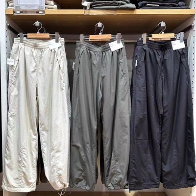 25秋冬新款女装保暖休闲长裤松紧腰加绒休闲裤伞兵裤直筒裤479402