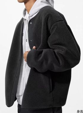 男装保暖防风仿羊羔绒摇粒绒开衫/长袖外套2025秋冬新款481183