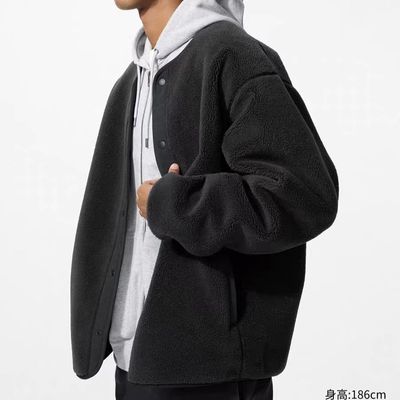 男装保暖防风仿羊羔绒摇粒绒开衫/长袖外套2025秋冬新款481183