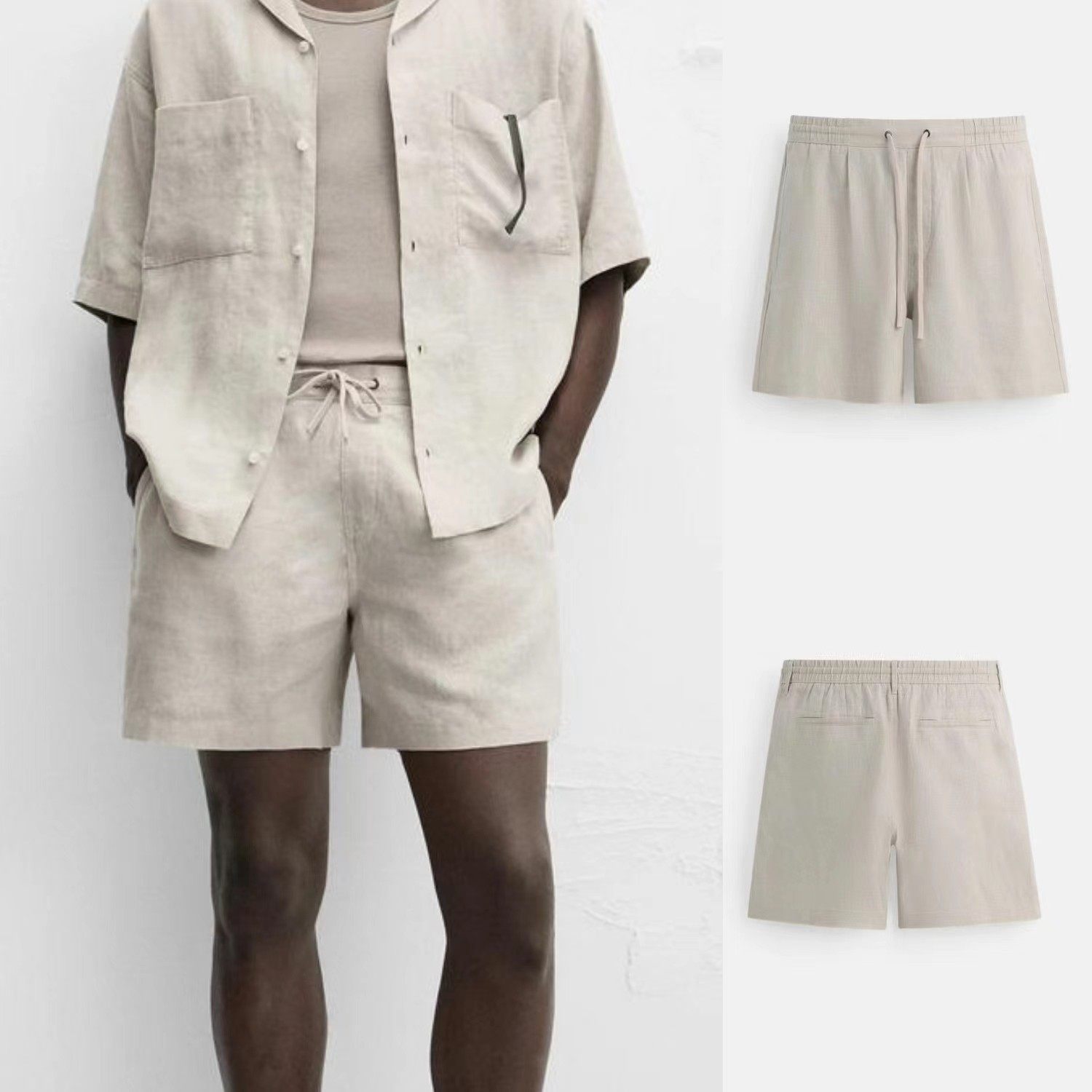 thumbnail for 2025 Spring New Men's Loose Linen Comfortable Drawstring Casual Shorts Five-Point Pants 1618307 250