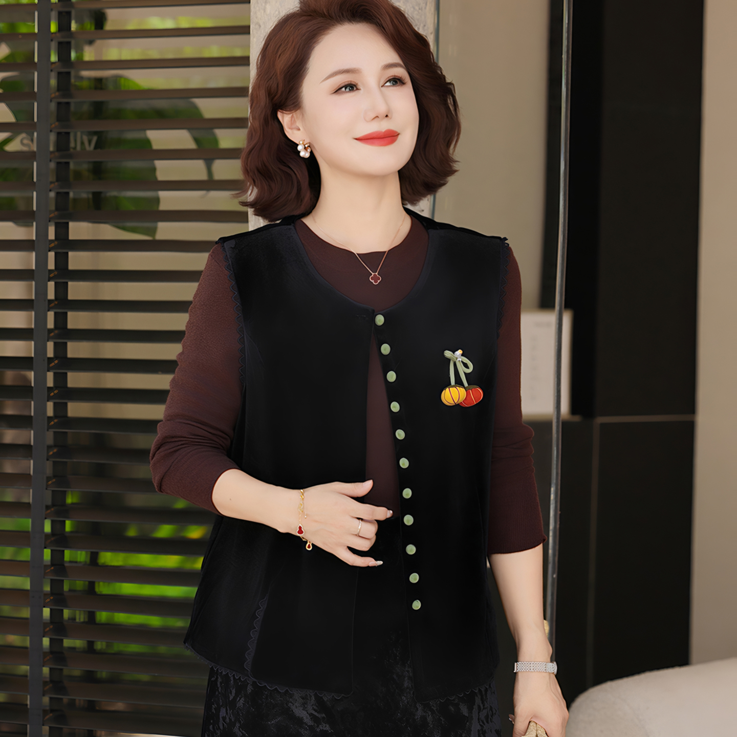 中年妈妈宽松显瘦上衣中式马夹