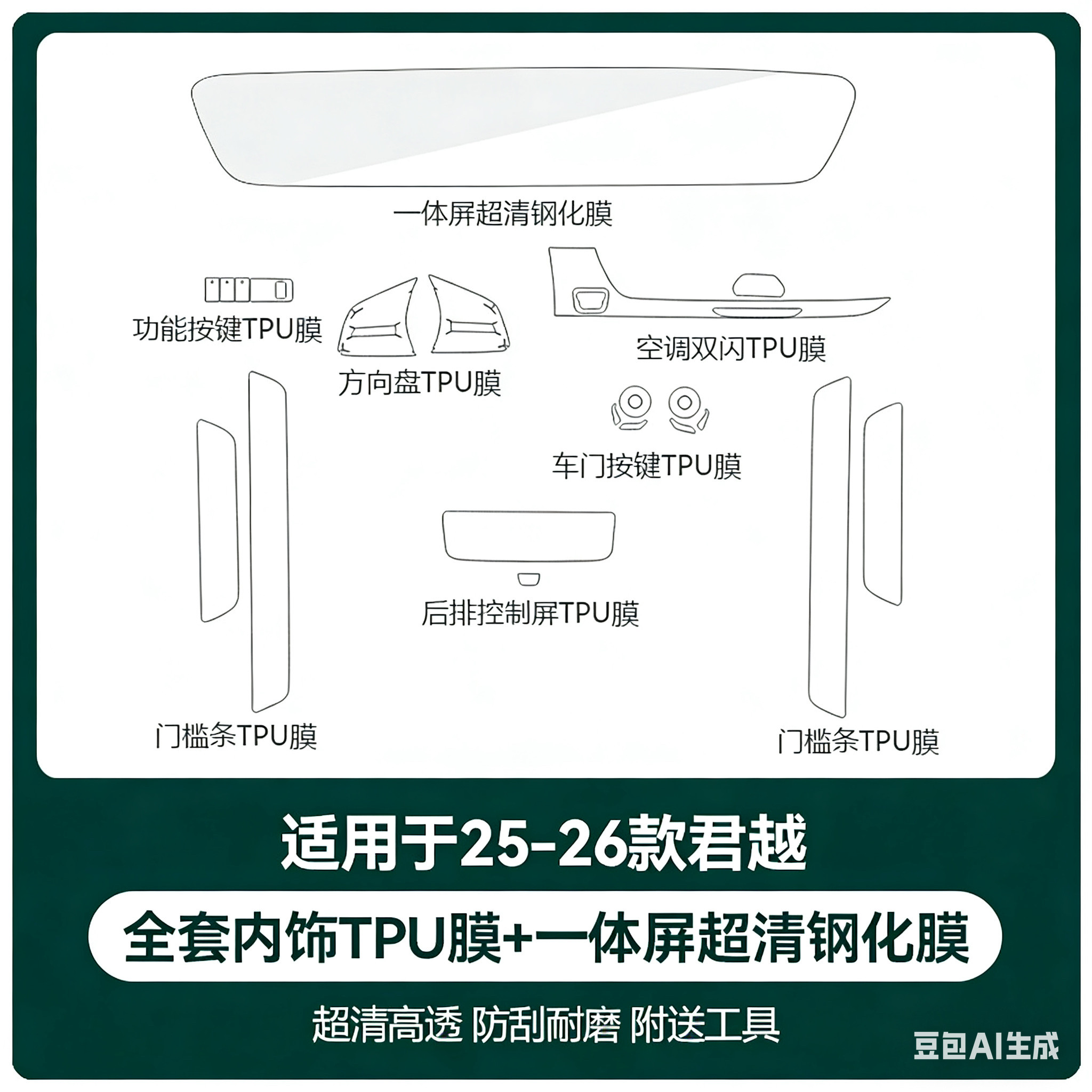 适用26款别克君越内饰膜屏幕钢漆面保护膜