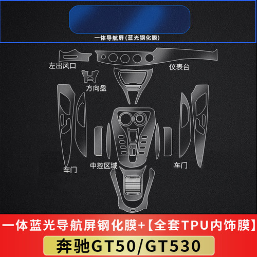 奔驰AMGGT轿跑GT50/GT53内饰膜屏幕钢化保护膜车内档位中控台贴膜