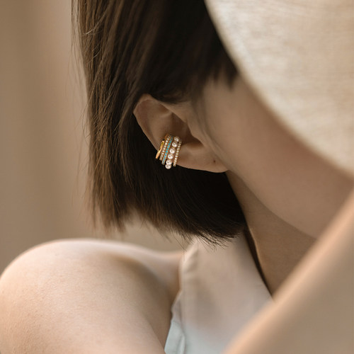 珍珠耳夹可夹可挂法式小众