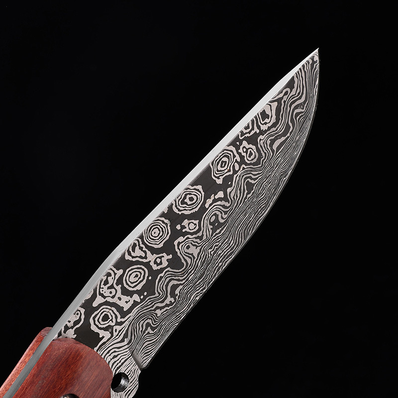 大马士革纹路高硬度刀家用锋利切水果刀户外随身刀具瓜果刀直刀