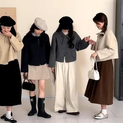 时尚短款绵羊毛小香风韩版外套