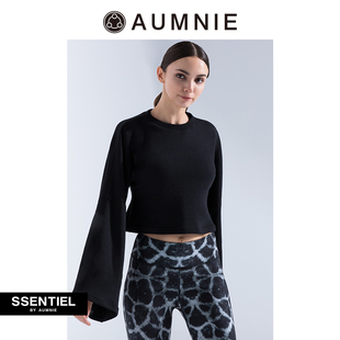 AUMNIE澳弥尼丨女士新款运动上衣健身休闲外套喇叭袖短款卫衣