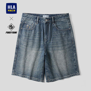 刺绣短裤 HLA 26春夏新五袋款 YOUNG系列牛仔中裤 男 海澜之家POWER