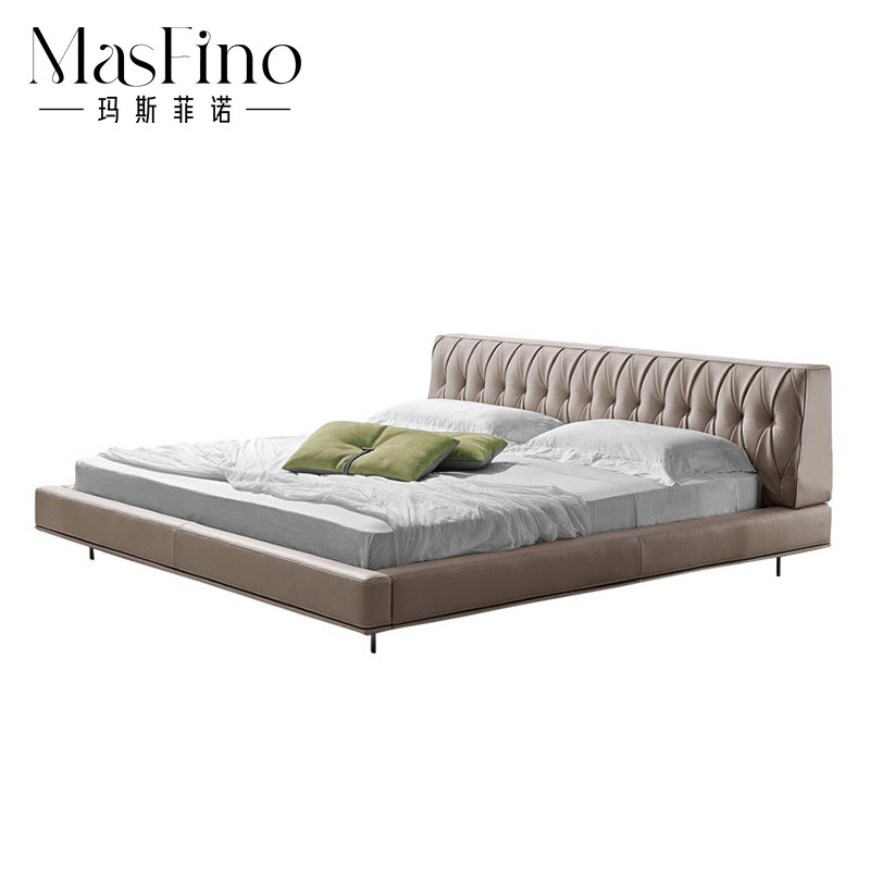 玛斯菲诺意式极简拉扣高端双人床侘寂风主卧大床创意婚床别墅家具