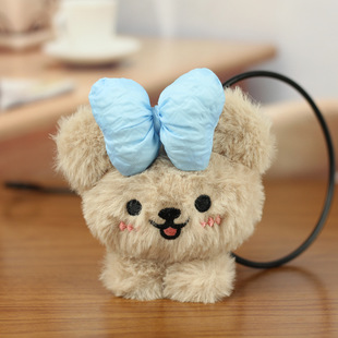 蝴蝶结小狗娃娃公仔可爱毛绒玩具泰迪熊书包挂件钥匙扣挂饰