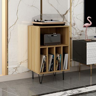 黑胶收纳柜复古木质杂志书柜落地唱片柜子CD唱片机柜收纳架展示柜