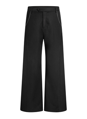 SlowFade 肌理天丝羊毛混纺阔腿微喇通勤垂感'缝线'休闲西裤