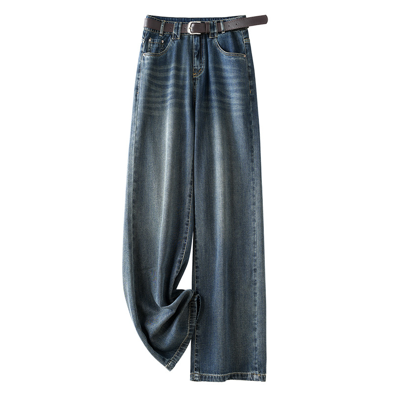 思慕缇苏昔女装正品费依复古牛仔裤女2025年新款秋季高腰窄版直筒